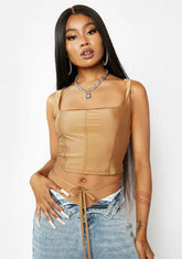 Mocha Saskia Lace Up Corset Top