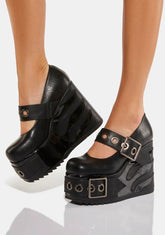 Black Flame New Me Platform Mary Janes