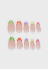 Ride The Rainbow Coffin Shaped False Nails