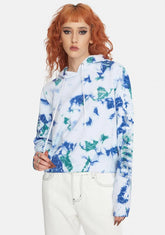 Washed Green Tie Dye Cropped Hoodie