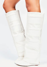 White Victoria Wedge Boots