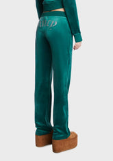 Jade Green Big Bling Velour Track Pants