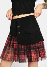 Hell Girl Series Mesh Stitched Grid Skort