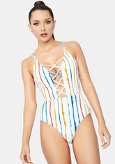 Watercolor Multi Stripe Bliss One-Piece Swimsuit