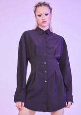 Noir Waiting For Tonight Long Sleeve Shirt Dress