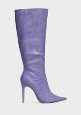Purple Croc Casey Heeled Boots