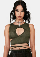 Distortion Keyhole Wrap Top