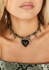 Fatal Attractions Spiked Heart Choker