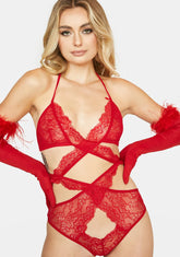 Red Charlena Galloon Lace Set