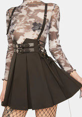 Side Rope Pleated Pinafore Dress