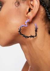 No Precautions Barbed Wire Heart Earrings