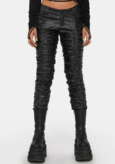 Compression Ruched Vegan Leather Pants