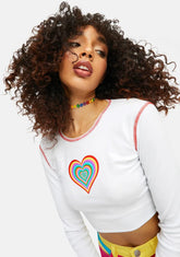 Take It 2 Heart Contrast Stitch Long Sleeve Top