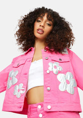 Heart Of Glass Holo Flower Applique Twill Jacket