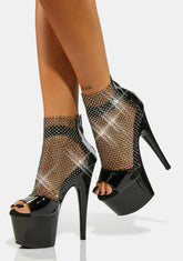 Dark Glamour Stunts Rhinestone Platform Heels