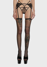 Penny Multi Strap Cut Out Mesh Suspender