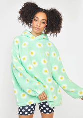 Mint Green Daisy Sherpa Hoodie