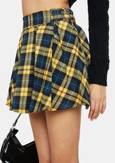 Plaid Pleated High Waist Mini Skirt