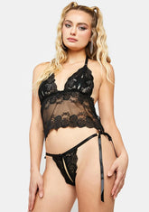 Noir Talk In Riddles Lingerie Set