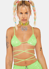 Lime Infinity Dream Sequin Bra Top
