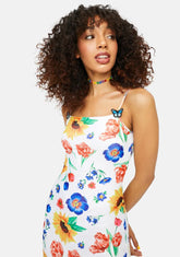 Here Comes The Sun Floral Mesh Midi Dress