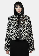 Zebra Faux Fur Coat