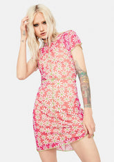 Slasher Floral Mesh Mini Dress