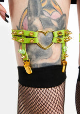 Lime Love Me Harder Spiked Garters