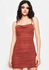Rust Trading Up Ruched Mini Dress