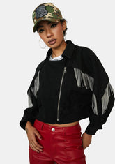 Paved Intentions Fringe Cropped Jacket