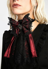 Wine Lace Jeweled Bow Tie
