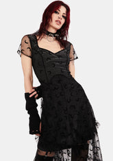 Moon Mesh Overlay Mini Dress