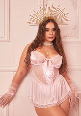 Plus Blush Spoiled But Not Rotten Lace Teddy