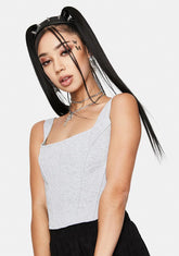 Marl Branded Lace Up Corset Top