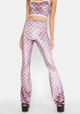 Checkerboard Fit And Flare Pants