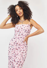 Summer Pink Bouquet Amara Midi Dress