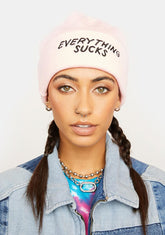 Pink Everything Sucks Beanie