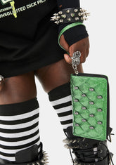 Studded Monster Zip Around Wallet