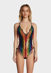Rainbow Sequin Bodysuit