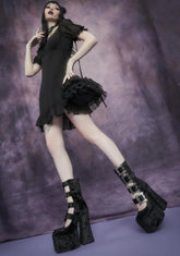 Through The Woods Velvet Buckle Platforms