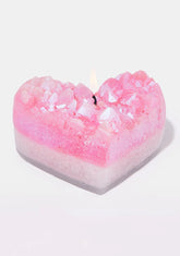 Rose Quartz Geode Heart Candle
