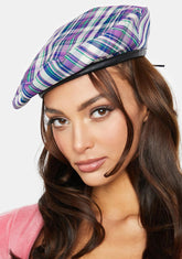 Taro In My Head Plaid Beret