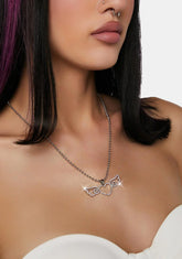 Winged Love Rhinestone Necklace