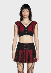 Red And Black Bo Peep Crop Top