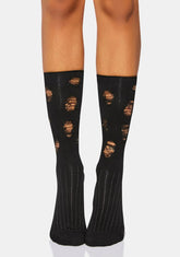 Atmosphere Black Distressed Crew Socks