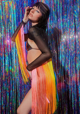 Technicolor Trip Fringe Shrug