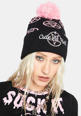 Cute As Hell Pom Beanie
