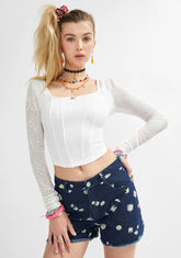 Hold The Phone Mesh Bustier Top