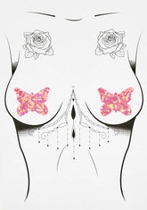 Pink Butterfly Shattered Glass Disco Ball Pasties