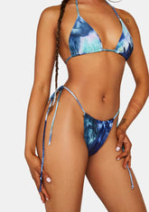 Abstract Floral Blue Leyna Bikini Bottoms